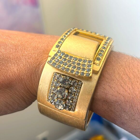 Gold and Silver Rhinestone Clasp Bracelet - Picture 2 of 4